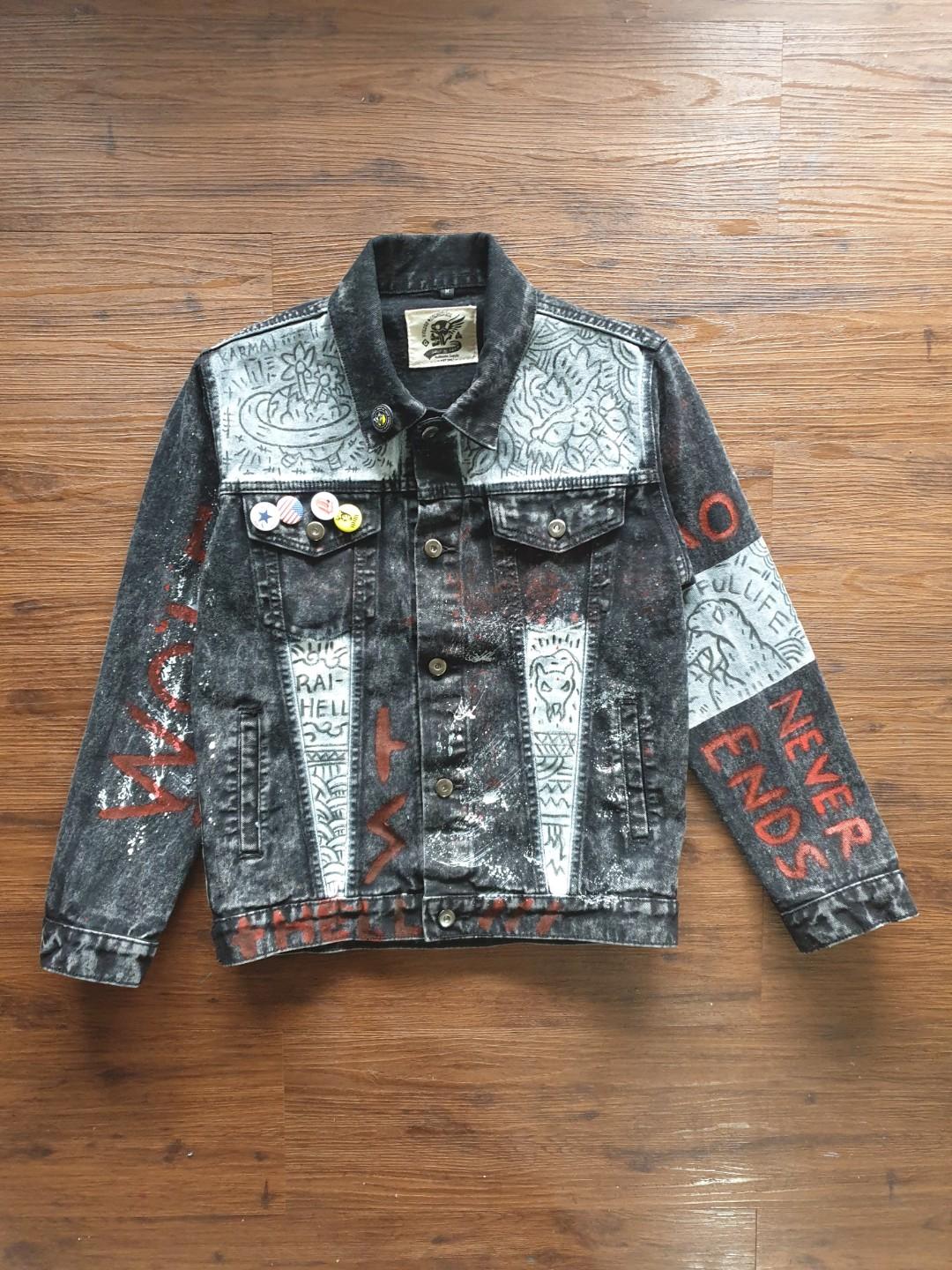 Jaket jeans custom painting vintage sleepwalking