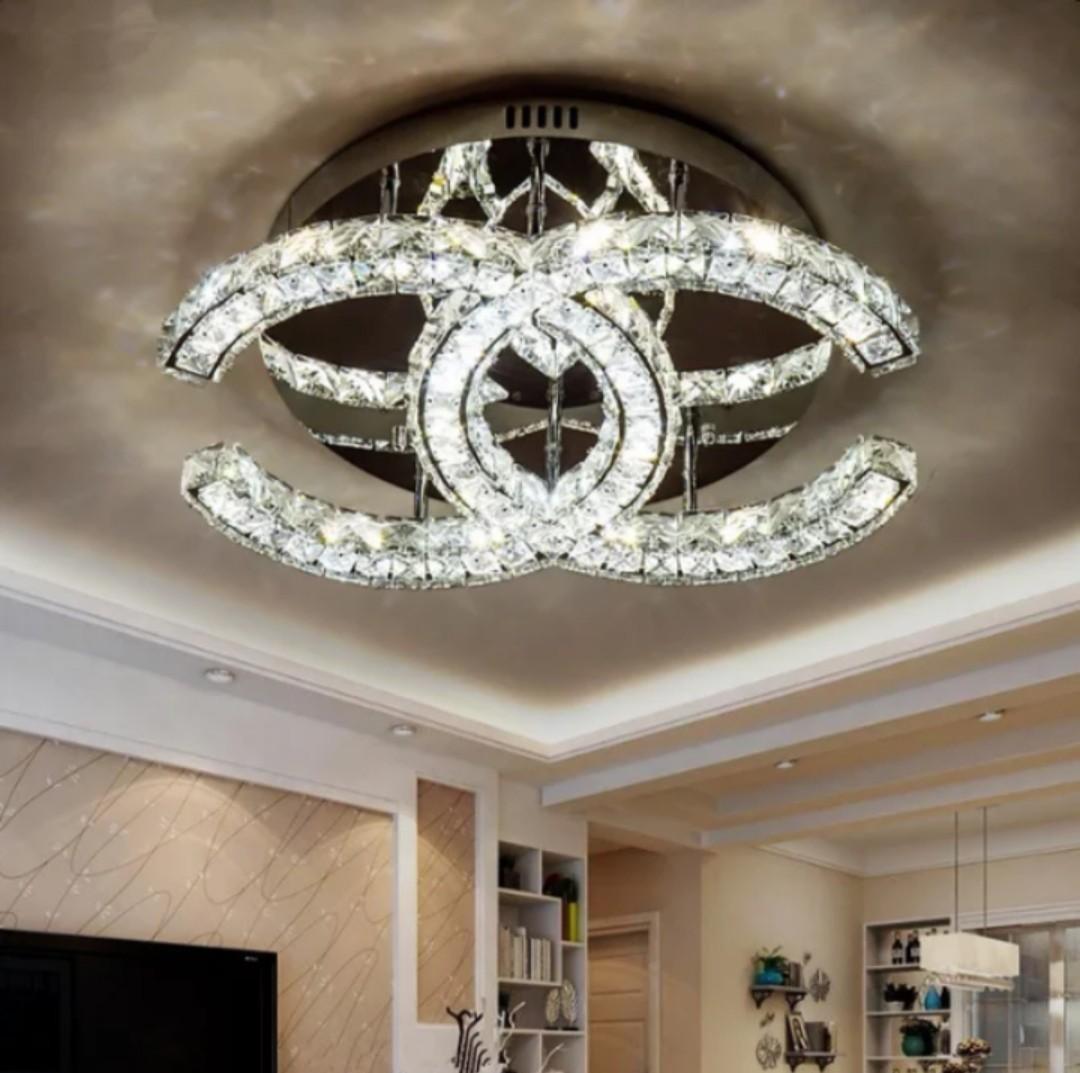 Luxury Elegant CHANEL Full Face K9 Crystal LED Ceiling Light