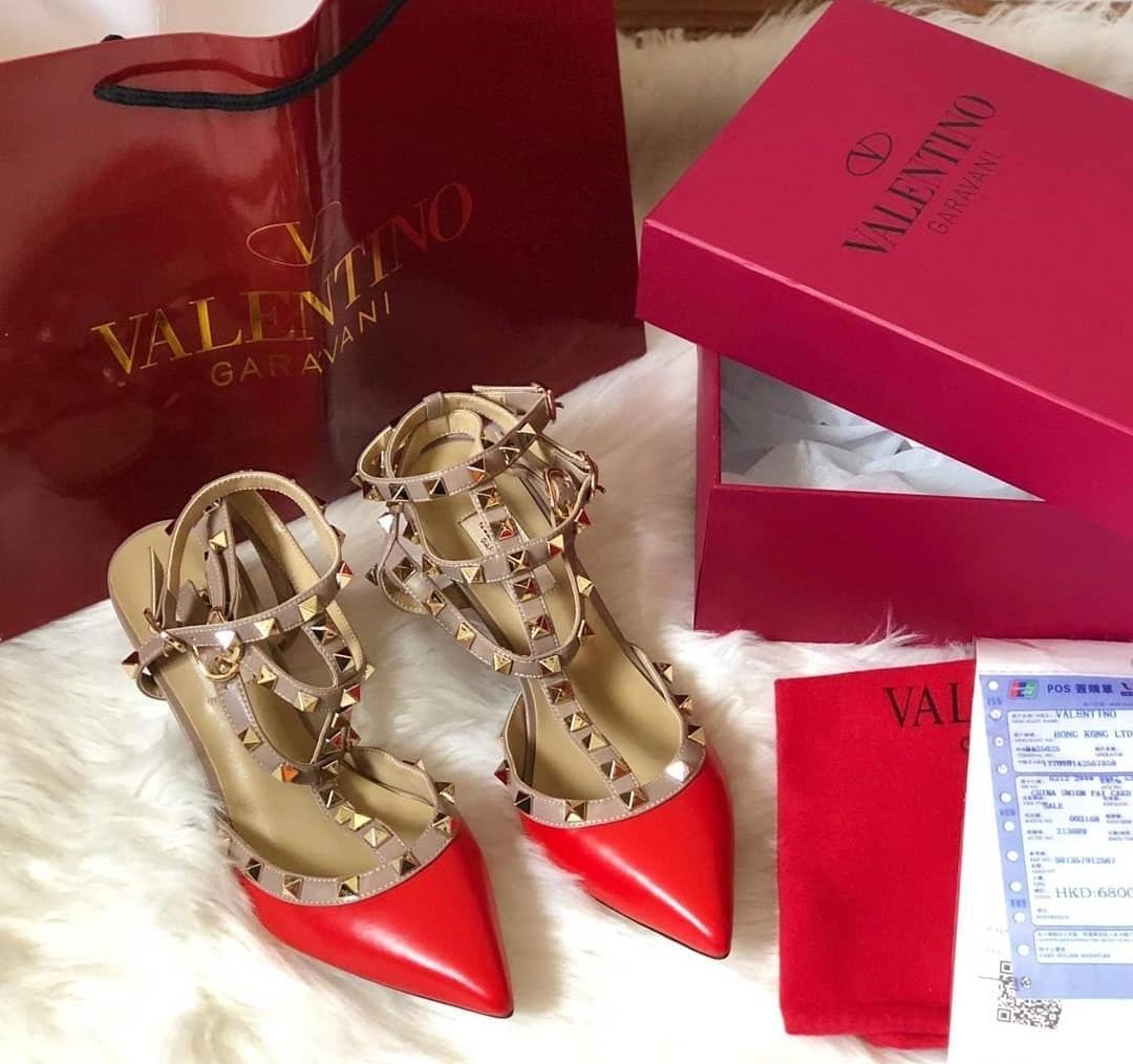 Valentino Rockstud Heels premium release low heel shoes