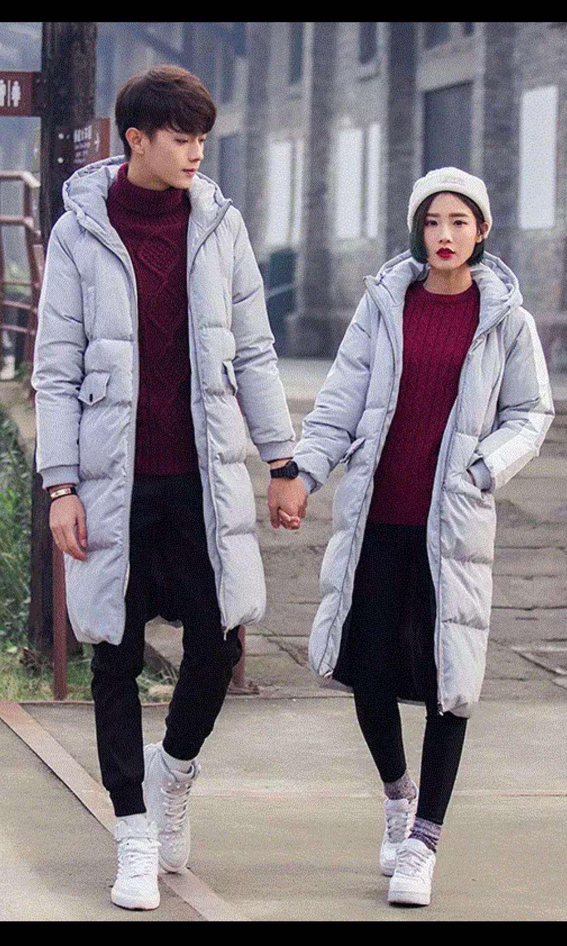 Winter jacket couple M light grey colour