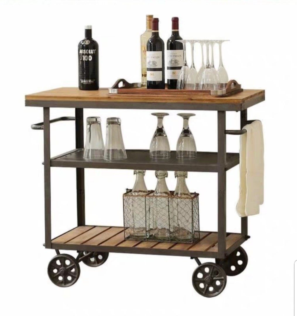 Wooden Bar Cart Kitchen Trolley Furniture Home Decor Share This Listing