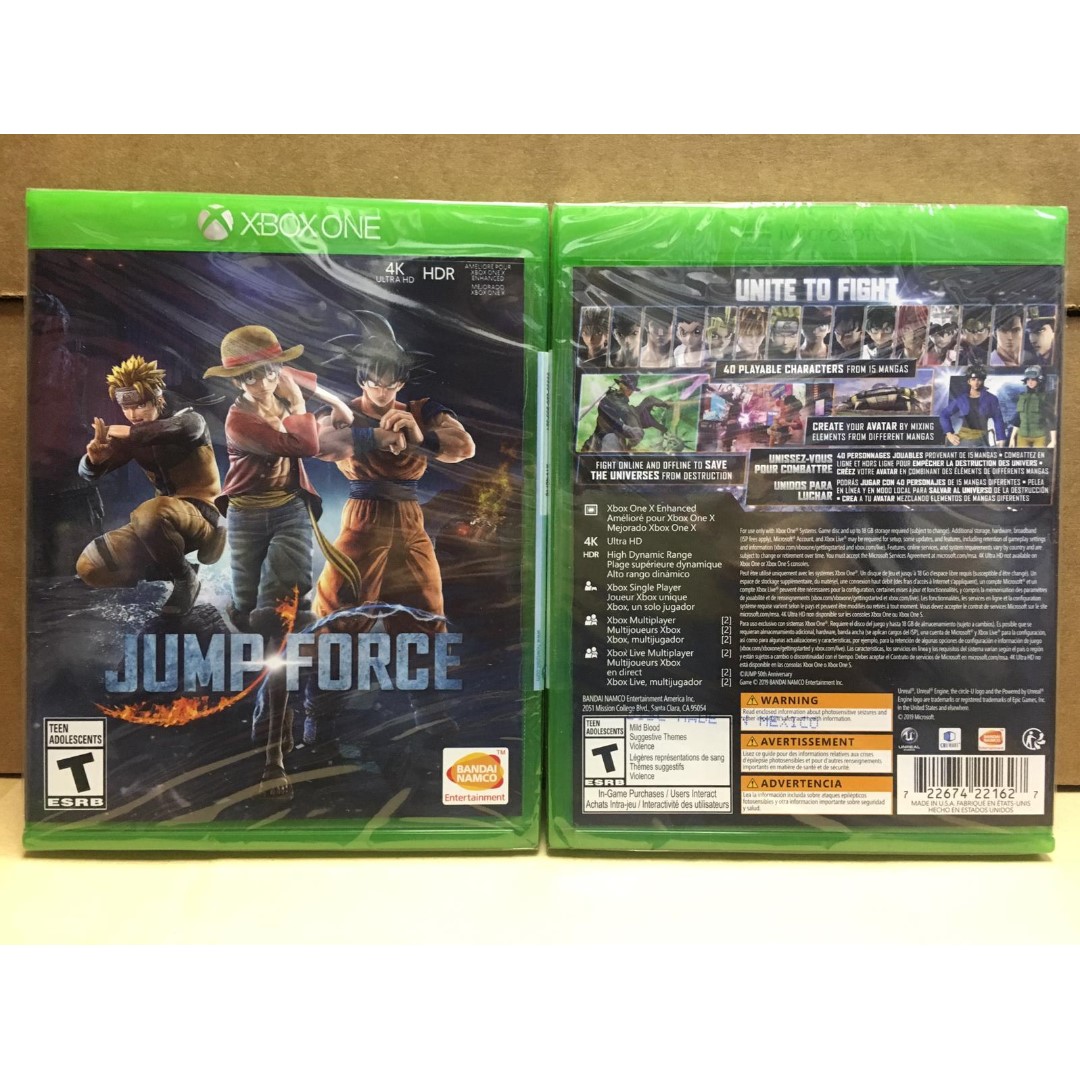 全新 Xbox One X Jump Force 美版 英文 週刊少年jump 火影忍者龍珠海賊王路飛悟空嗚門one Piece Naruto Dragon Ball 電子遊戲 電子遊戲 Xbox Carousell