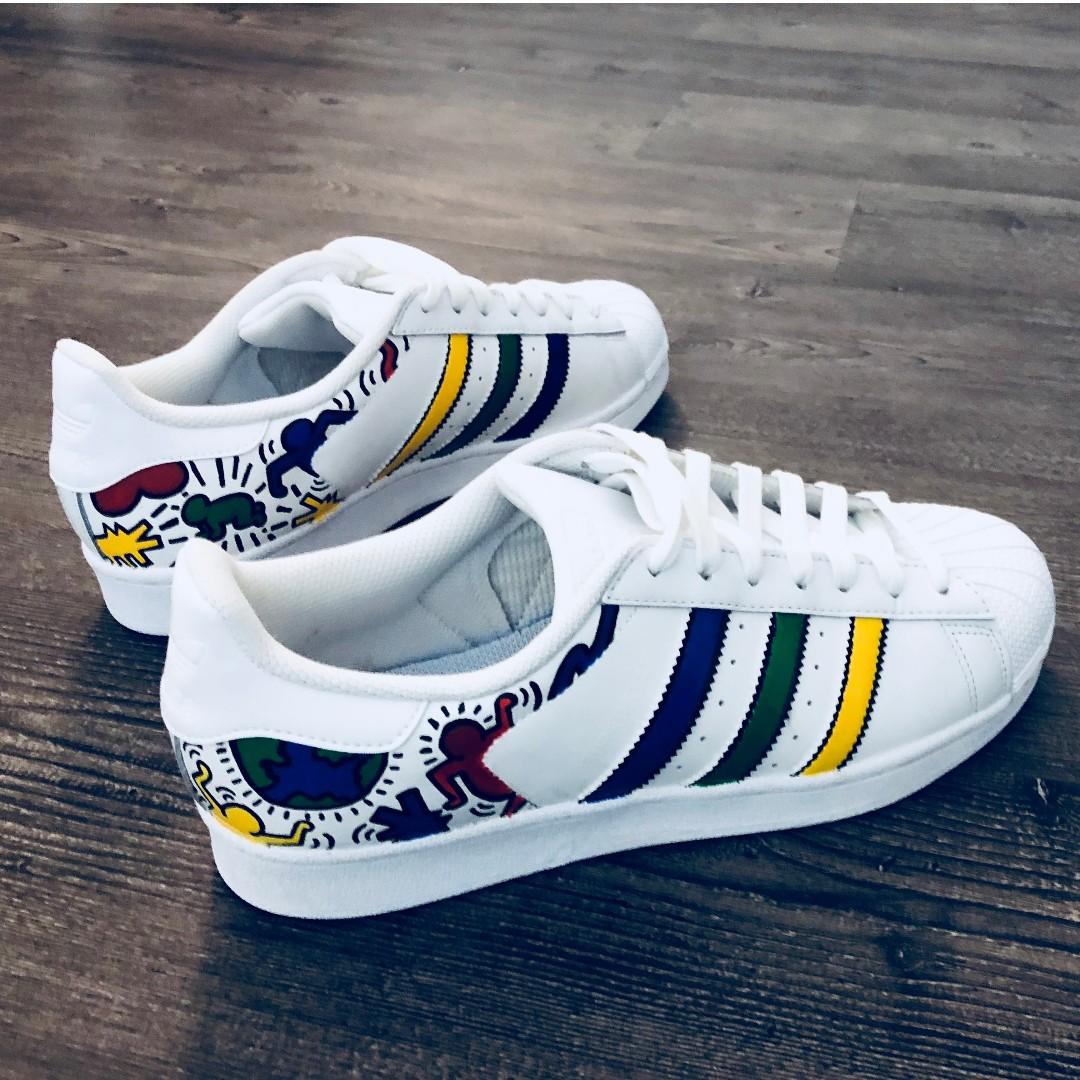 Adidas Superstar - Keith Haring - Artist Painted, Men's Fashion, Footwear,  Sneakers on Carousell