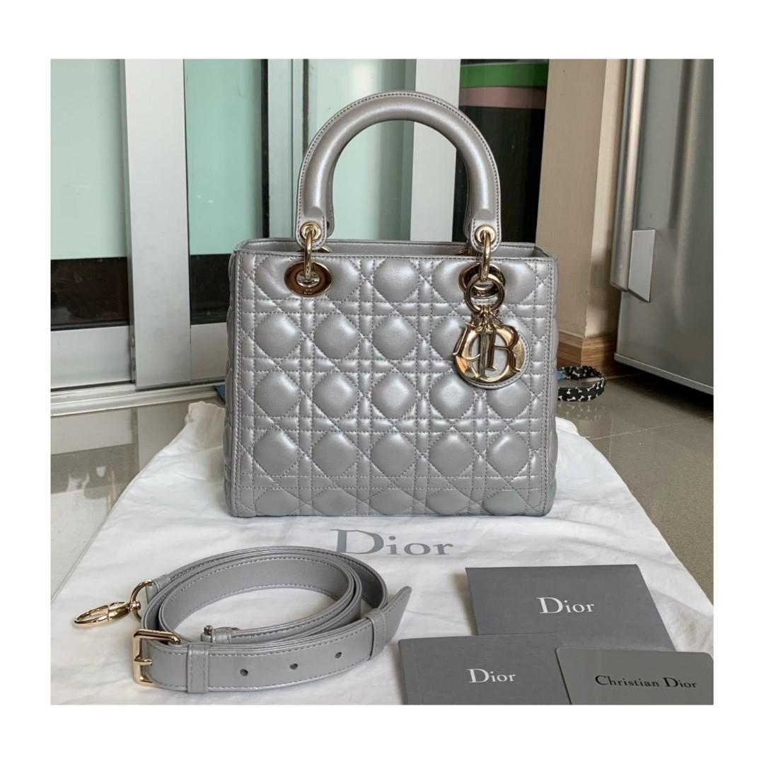 Authentic Lady Dior Medium Grey Ghw Luxury Bags Wallets On Carousell