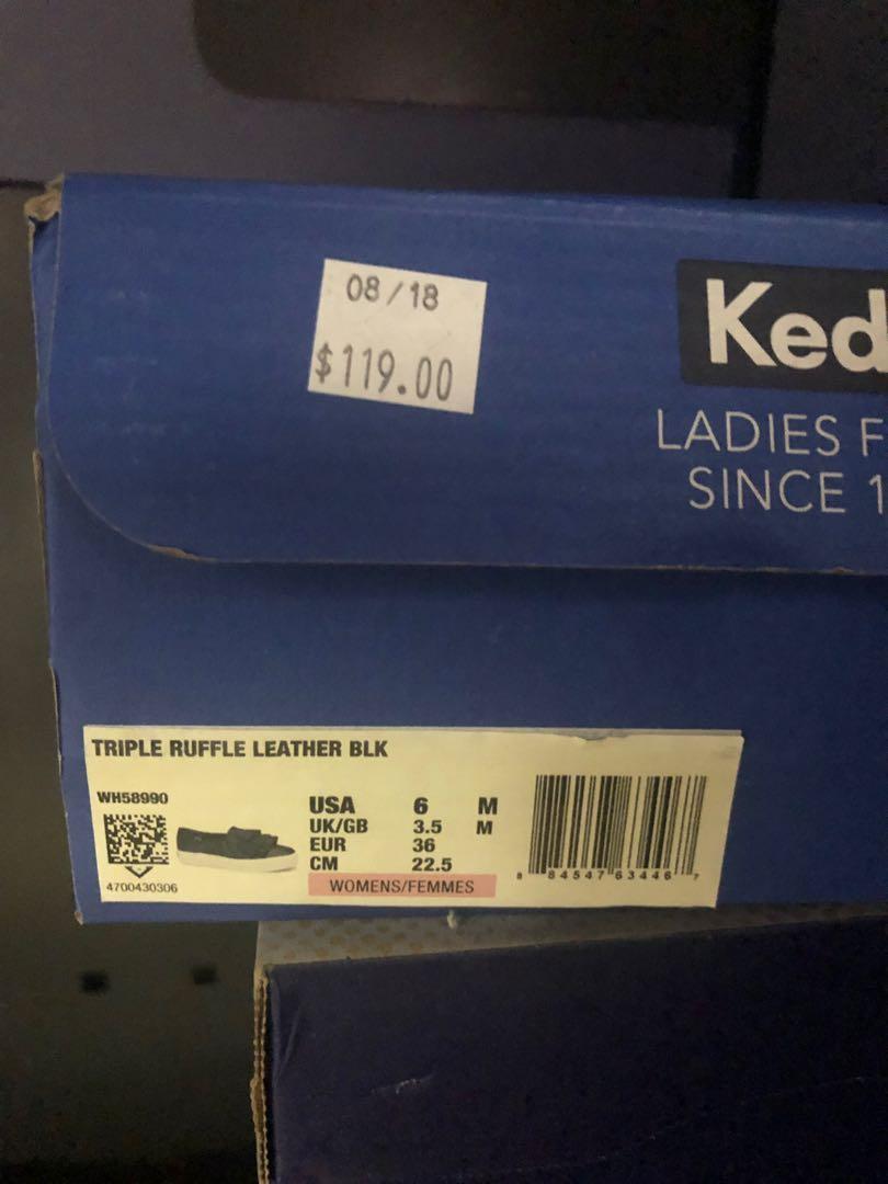 BNiB Keds triple ruffle leather shoes black Women s Fashion Footwear Sneakers on Carousell