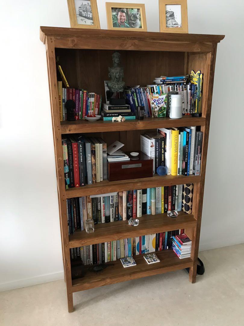 Excellent Condition Solid Burmese Teak Bookshelf Furniture Shelves Drawers On Carousell