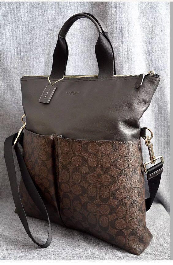coach mens foldover tote