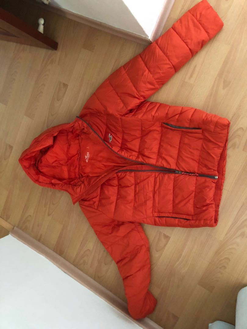 hollister red puffer jacket