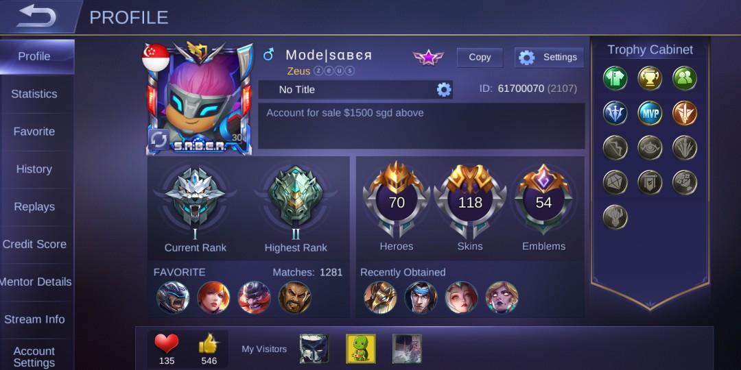 Mobile Legend Account Toys Games Video Gaming Others On Carousell