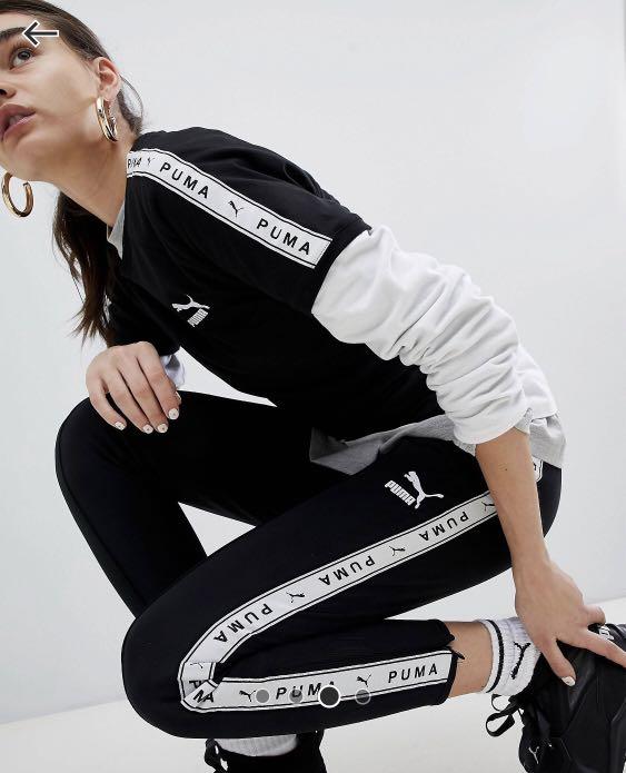 Puma taped side online stripe track pants