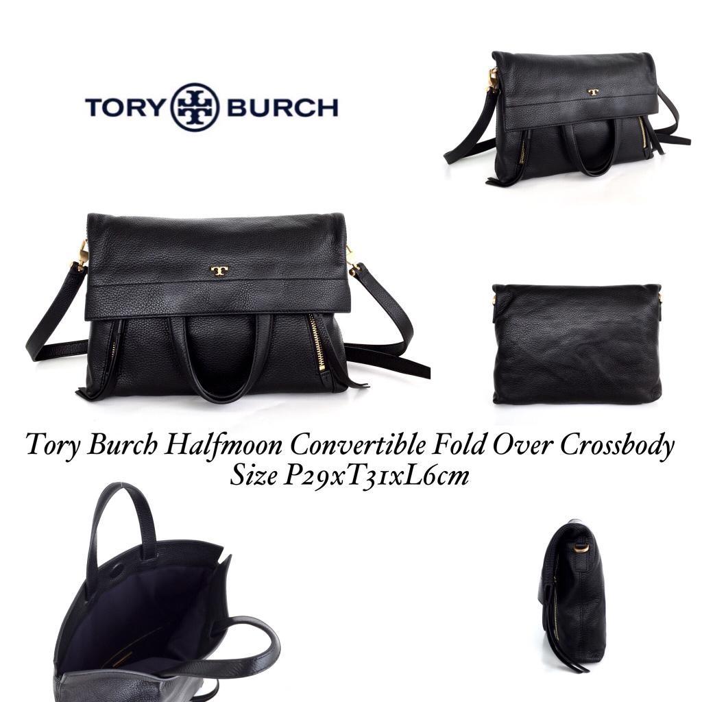 READY STOCK NAME Tory Burch Halfmoon Convertible Fold Over Crossbody Size P29xT31xL6cm HARGA 2.700.000 BERAT 0 86kg KUALITAS Sisa