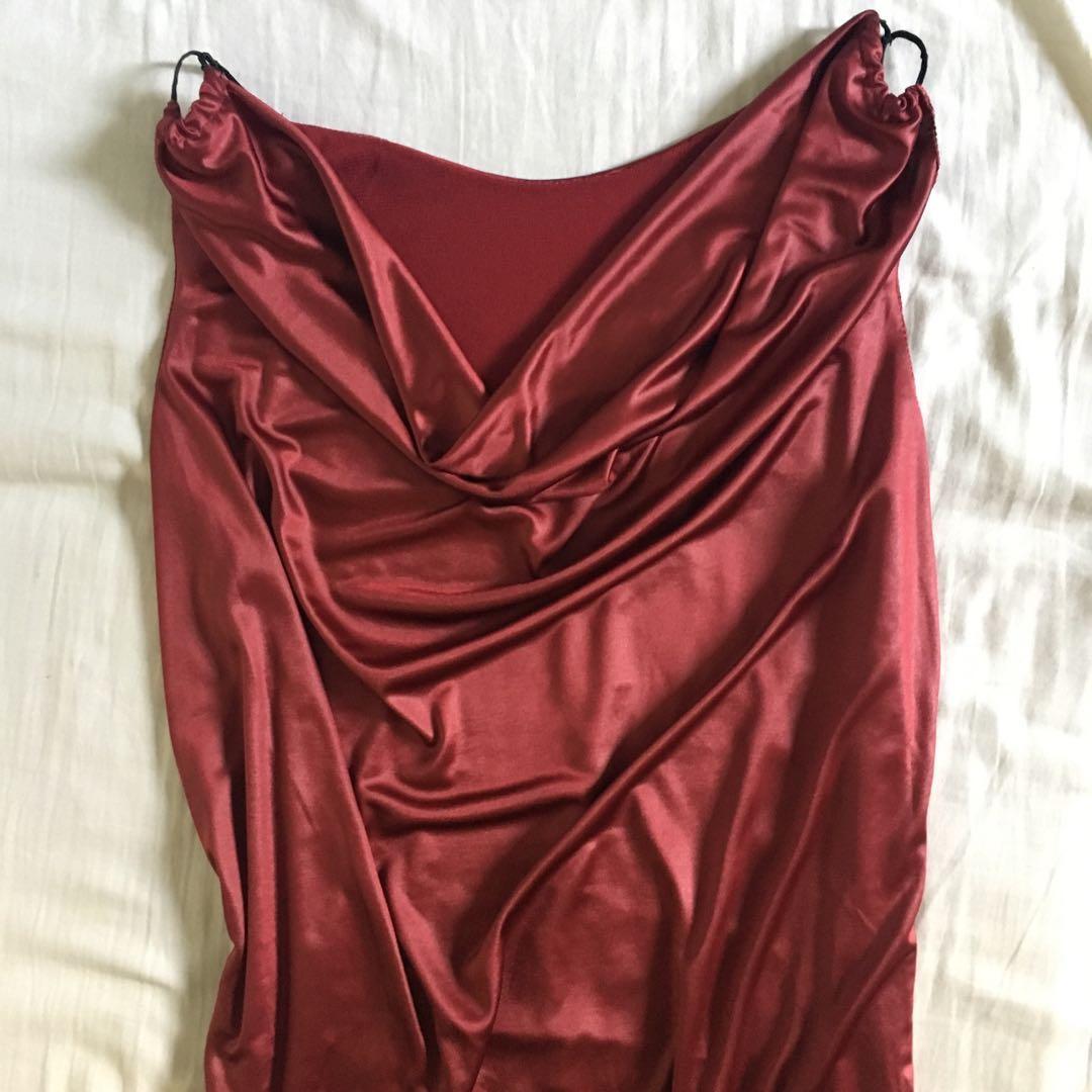 silk red bodycon dress