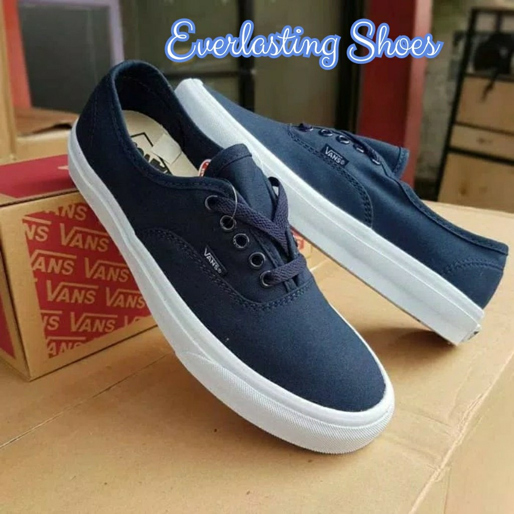 Sepatu Vans Authentic Mono Biru Dongker Navy Grade Ori Shoes Shoe Sneakers Sneaker Original Waffe ICC Tali Slip On Fesyen Pria Sepatu Lainnya di Carousell