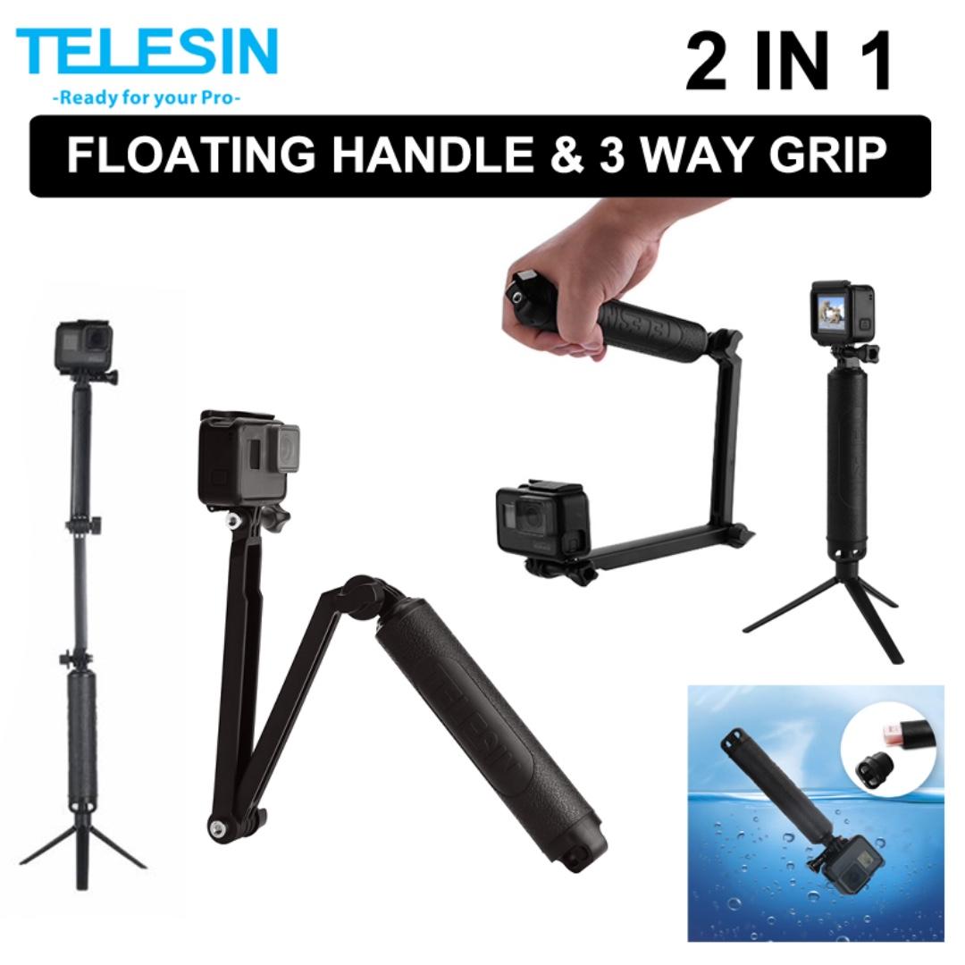 Telesin Waterproof 3 Way Selfie Floating Hand Grip Selfie Stick Monopod Pole Tripod For Gopro Or Action Camera Photography Camera Accessories Tripods On Carousell