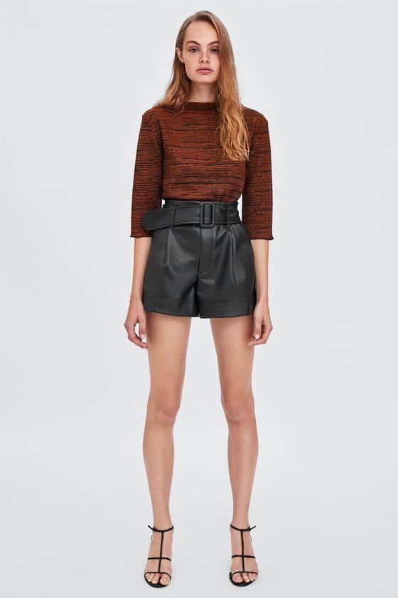 zara faux leather shorts