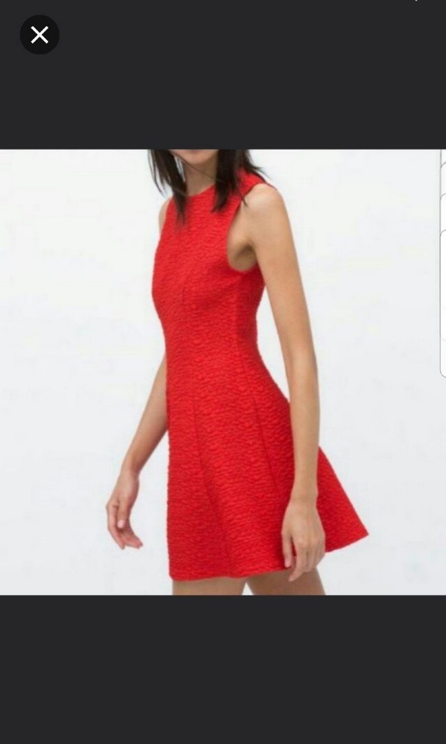 zara red jacquard dress