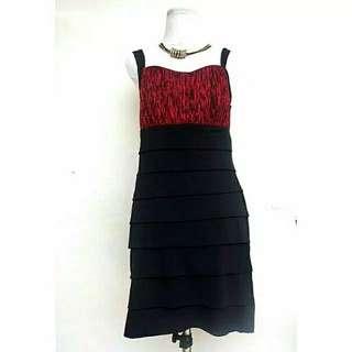 Enfocus midi dress bling merah hitam