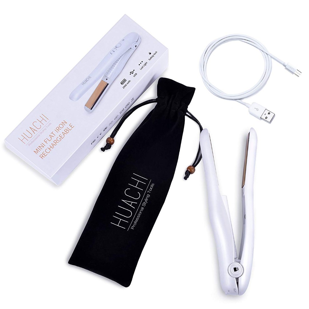 BNIB HUACHI Rechargeable Mini Flat Iron Cordless Travel Hair Straightener with Power Bank Function 2900mAh Brand New Boxed