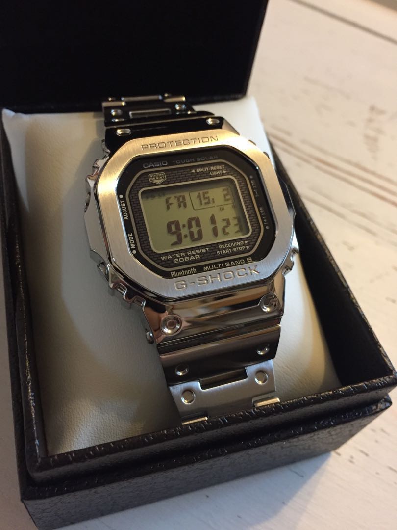 Casio G-SHOCK GMW-B5000D-1JF 全鋼日版包裝, 名牌, 手錶 