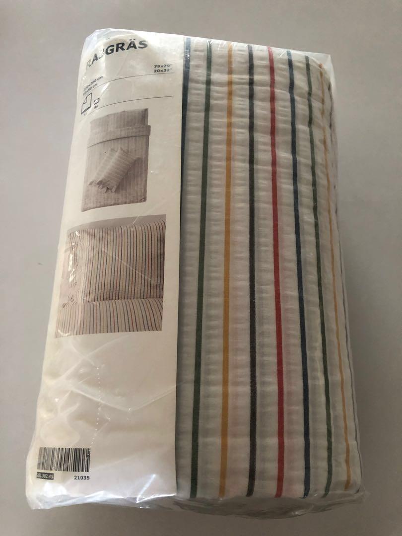 Ikea Rajgras Queen Duvet Cover And Pillowcases With Thin