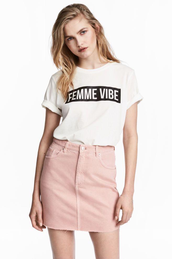 Blush denim skirt