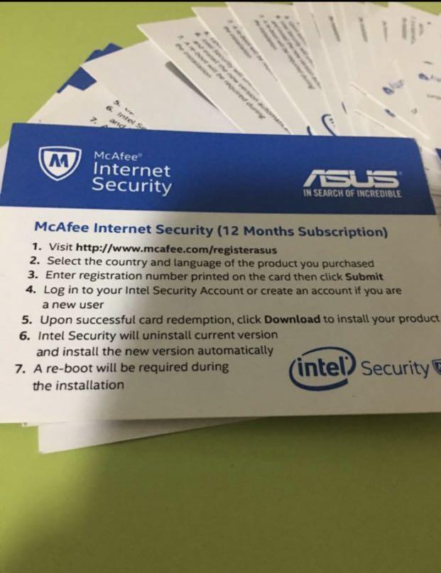 Mcafee 1 Year Internet Security For Asus Electronics Computer Parts Accessories On Carousell