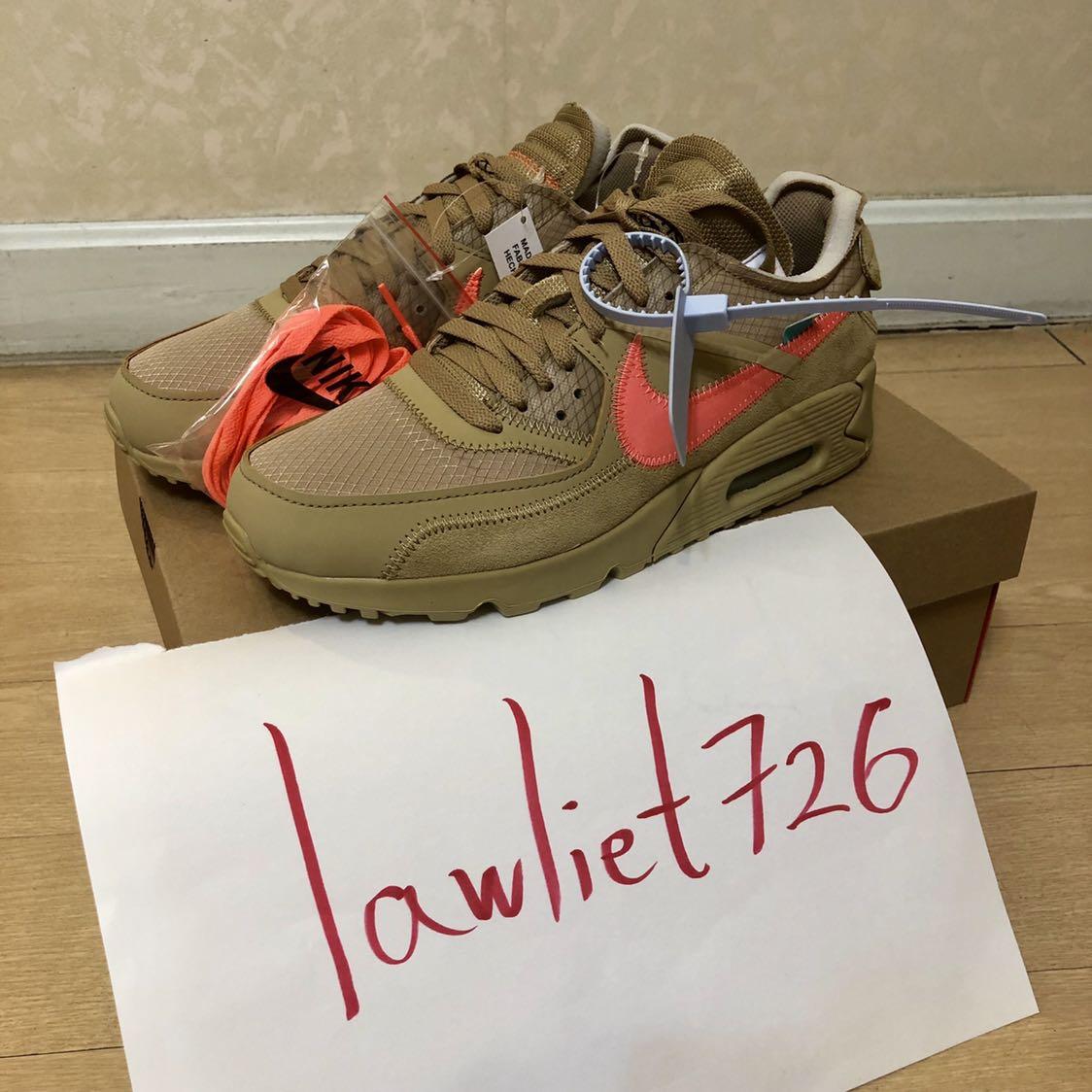 全新」Off-White x Nike Air Max 90 沙色啡色, 男裝, 鞋, 波鞋- Carousell