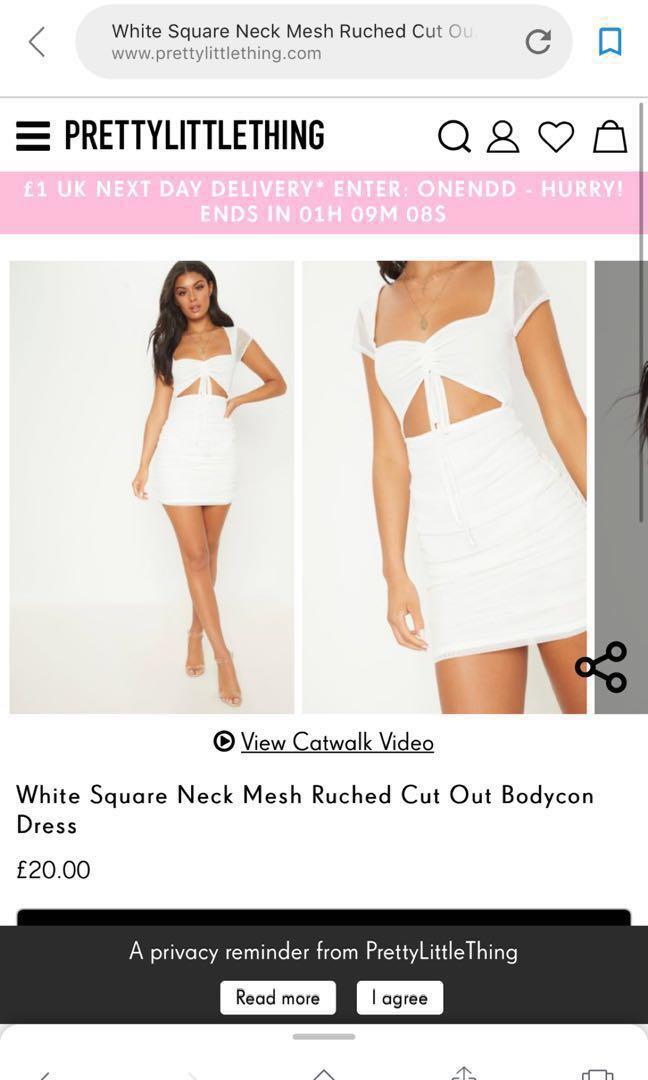 Pretty Little Thing white square neck dress