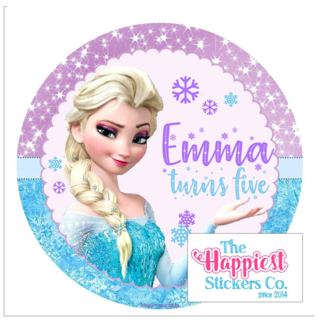 Princess Frozen Elsa theme birthday sticker labels for goodie ...