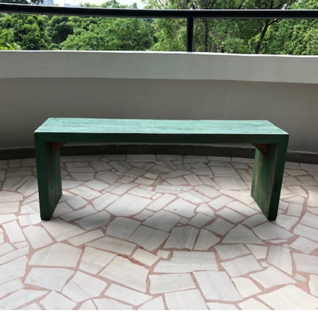 Vintage green bench, Furniture & Home Living, Furniture, Chairs on ...