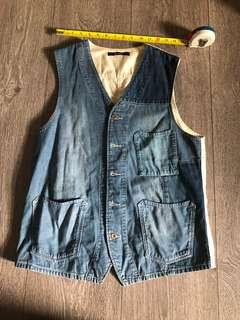 Johnbull denim vest patchwork L size