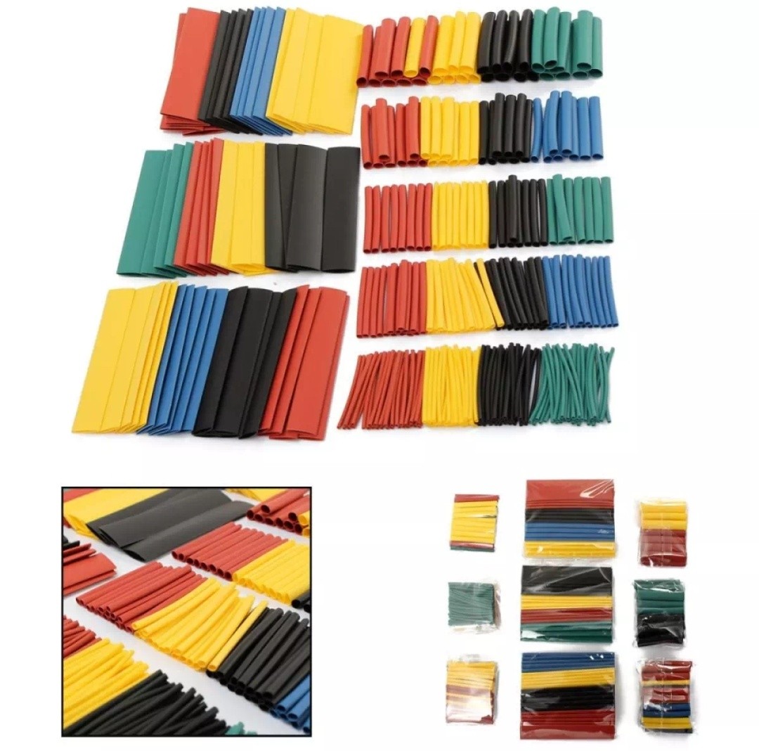 328 pcs 2:1 Polyolefin Halogen-Free Heat Shrink Tube Sleeving 5 Color 8 Sizes