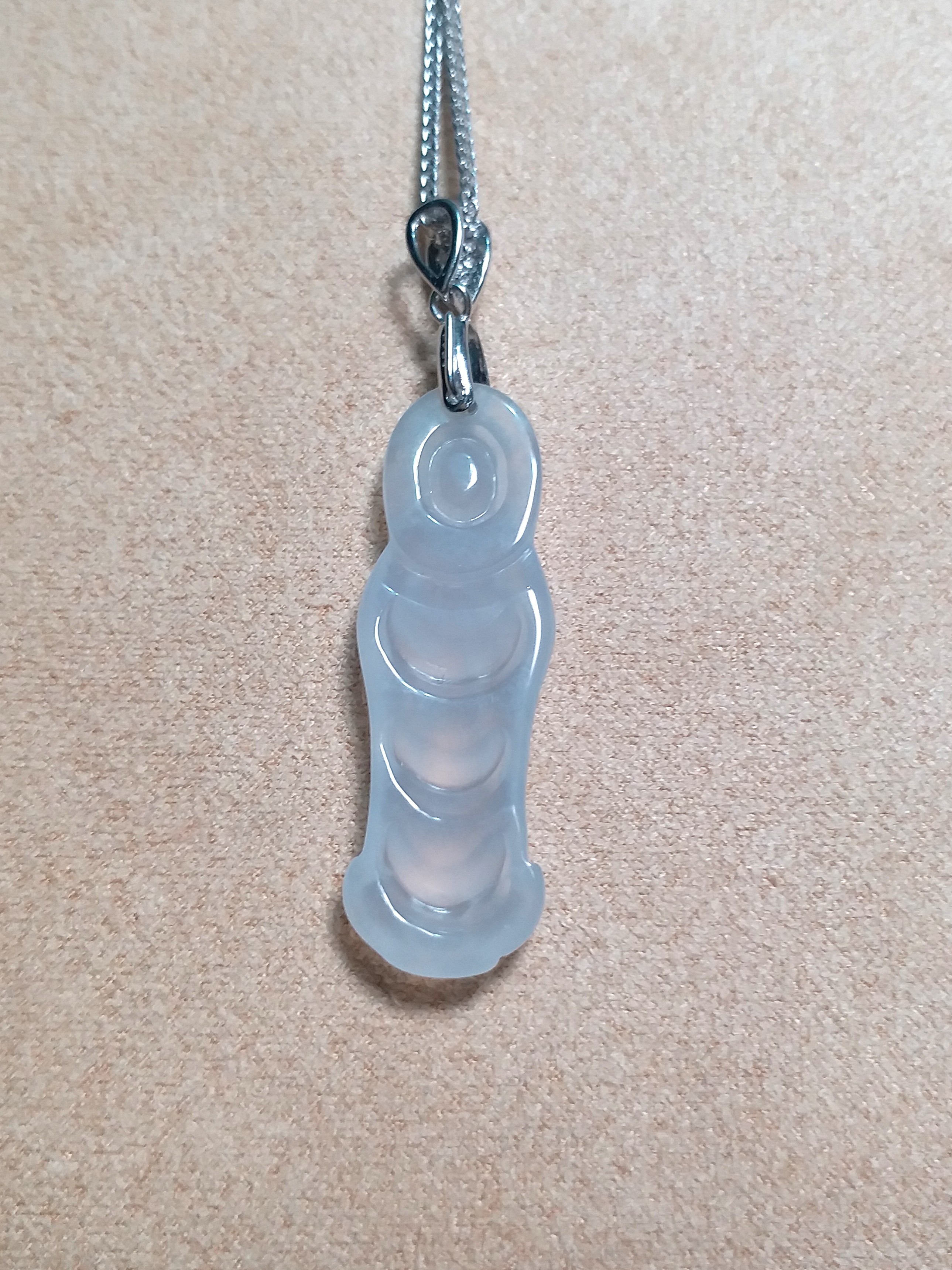 天然翡翠a货 冰观音 纯银项鍊 纯银扣头