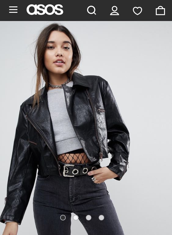 ASOS Cropped Leather Look 80's Biker Jacket in Black, Women's Fashion,  Coats, Jackets and Outerwear on Carousell