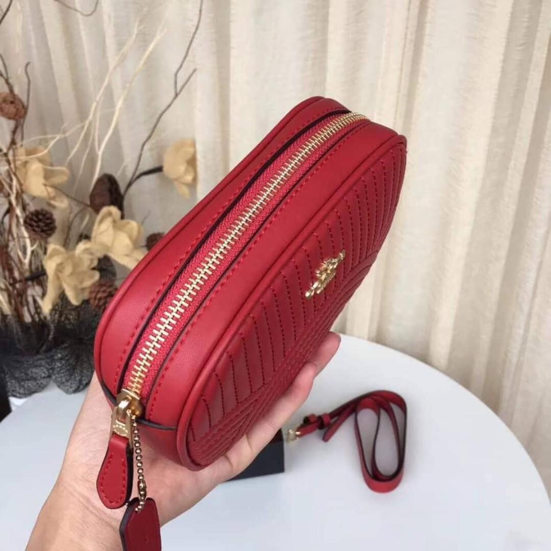 Authentic Coach Belt Bag With Deco Quilting F39685 Red Women s Fashion Bags Wallets Cross body Bags on Carousell