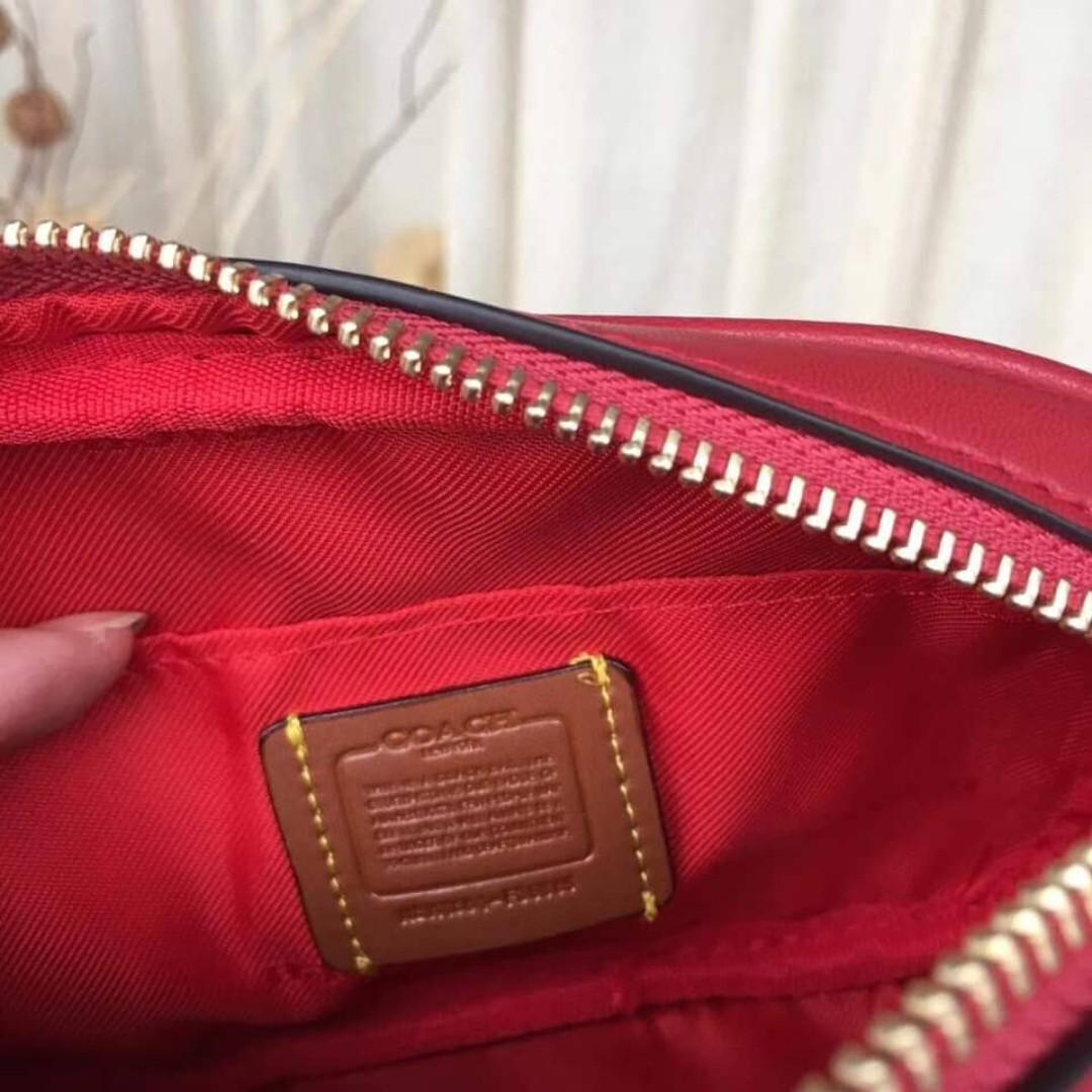 Authentic Coach Belt Bag With Deco Quilting F39685 Red, Women's