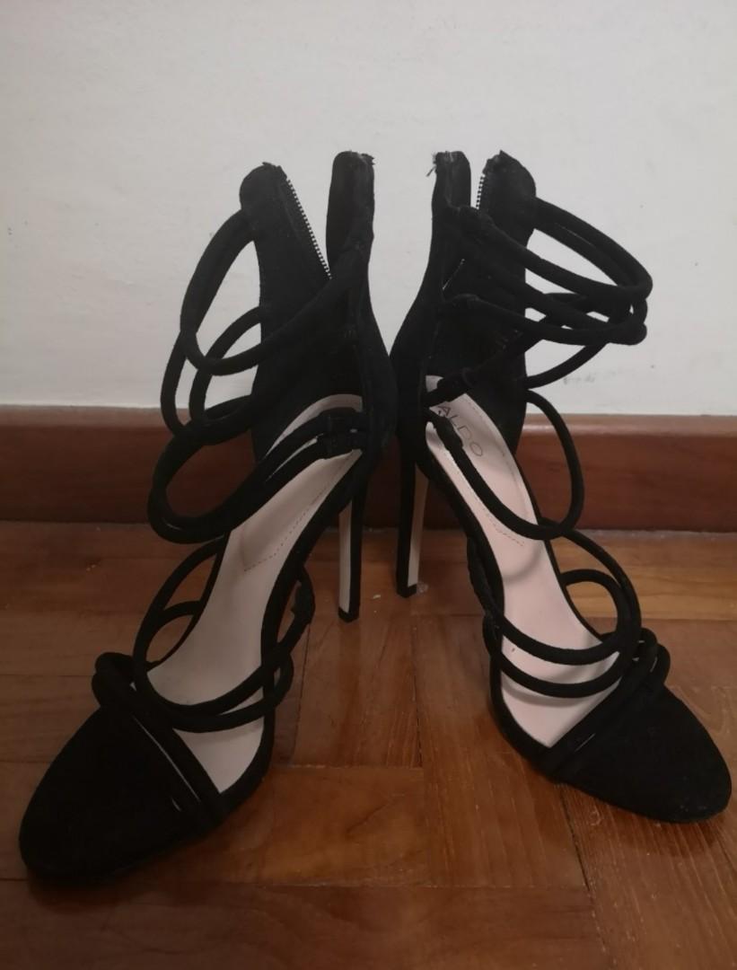 aldo black lace up heels