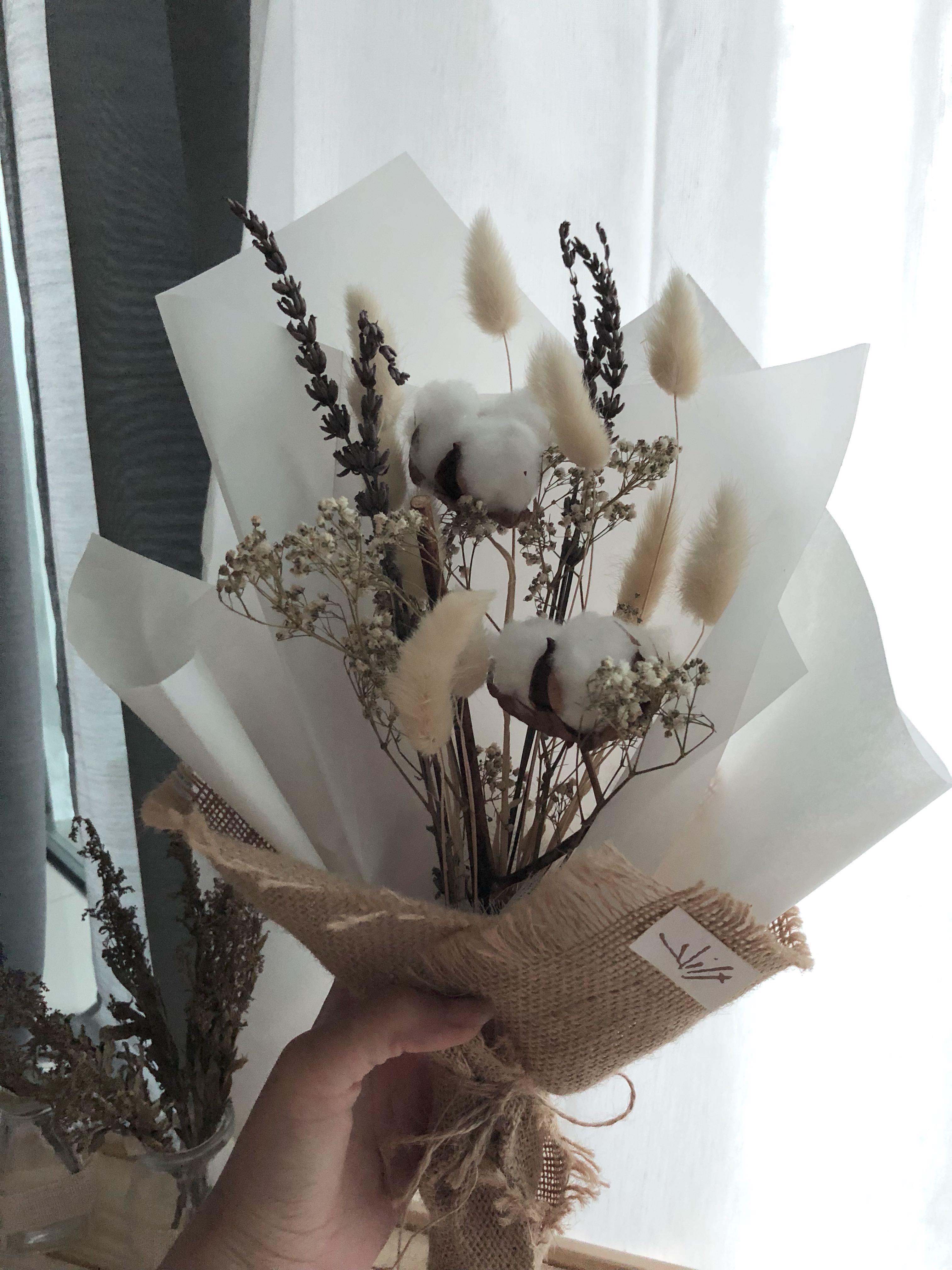 dried flower cotton bouquet