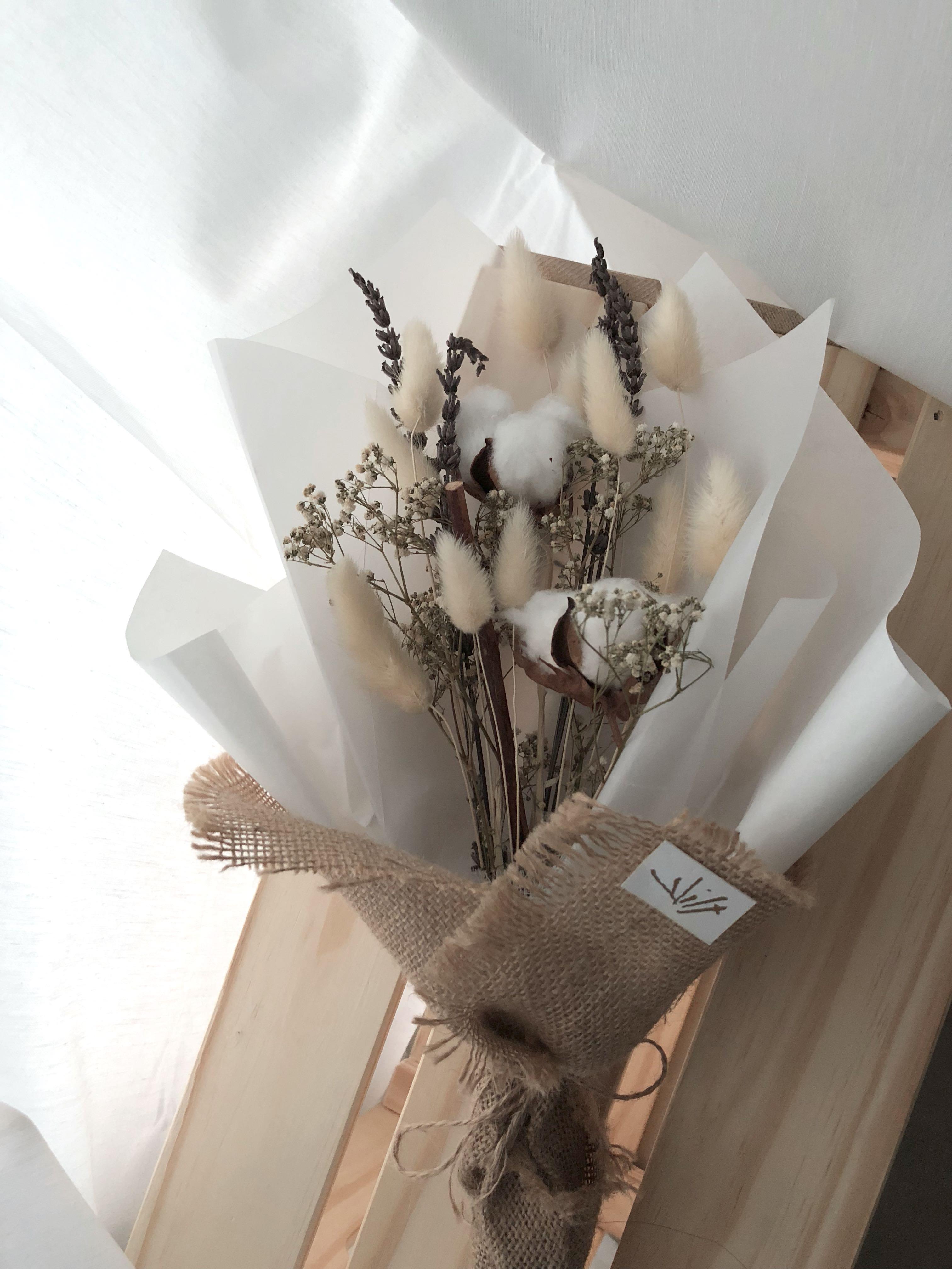 dried flower cotton bouquet