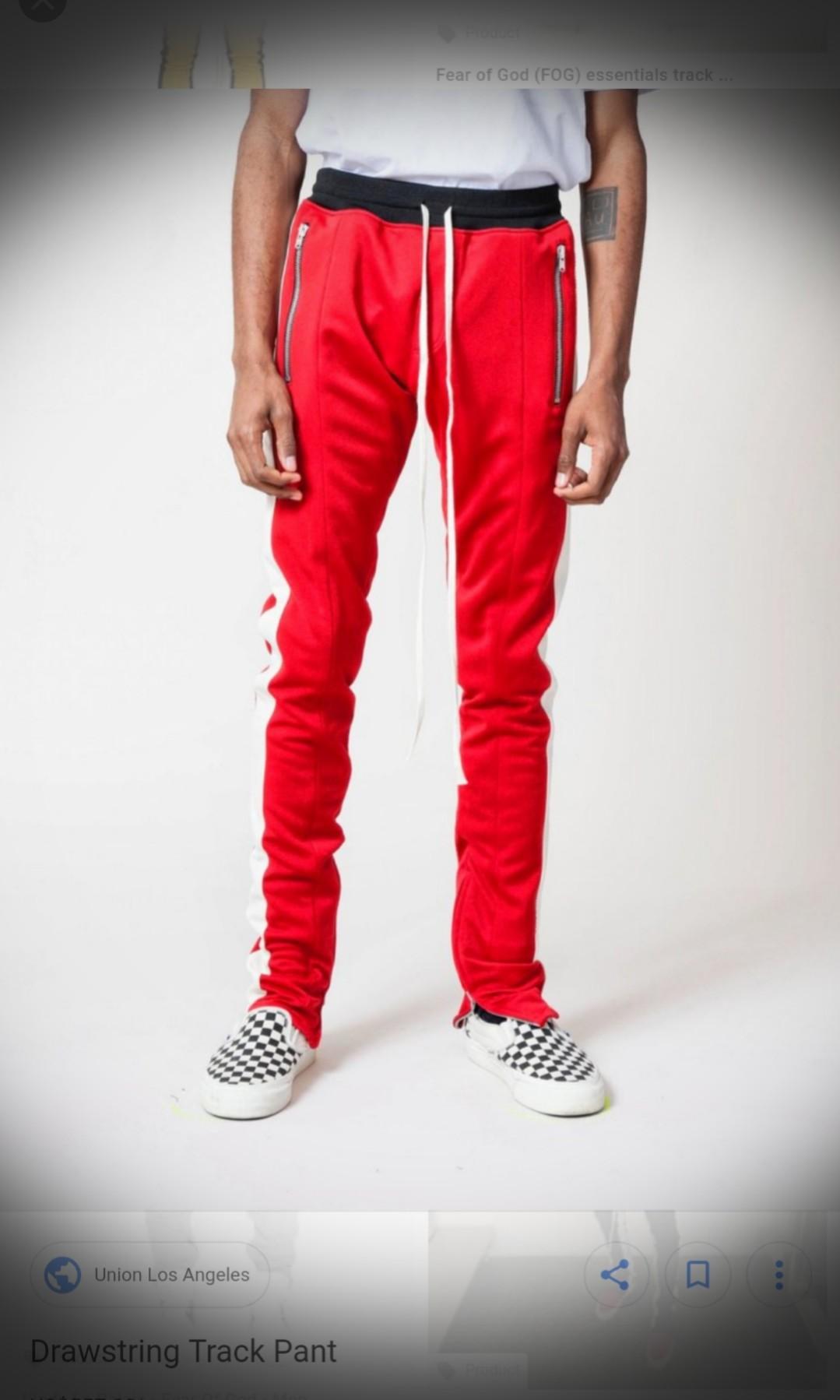 fear of god track pants red