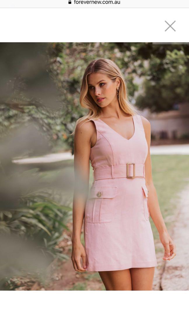 FOREVER NEW SASHA BELTED SAFARI DRESS NUDE PINK SIZE 8 Women s