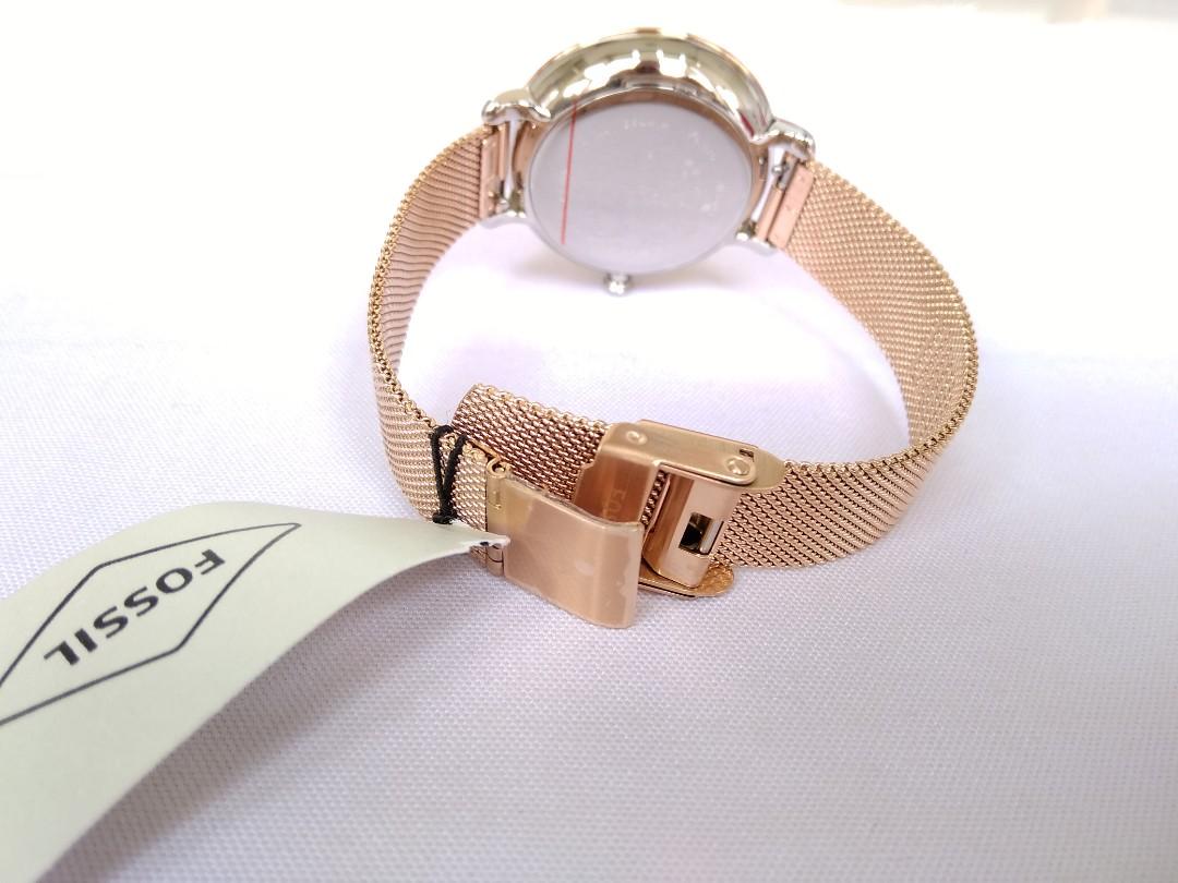 FOSSIL JACQUELINE WINK EYE THREE HAND ROSE GOLD TONE STAINLESS STEEL WATCH