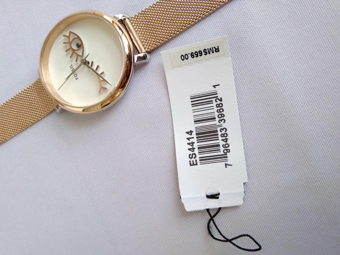 FOSSIL JACQUELINE WINK EYE THREE HAND ROSE GOLD TONE STAINLESS STEEL WATCH