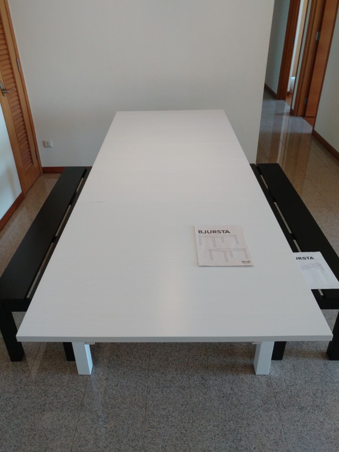 Ikea extendable table and bench seats, Furniture & Home Living