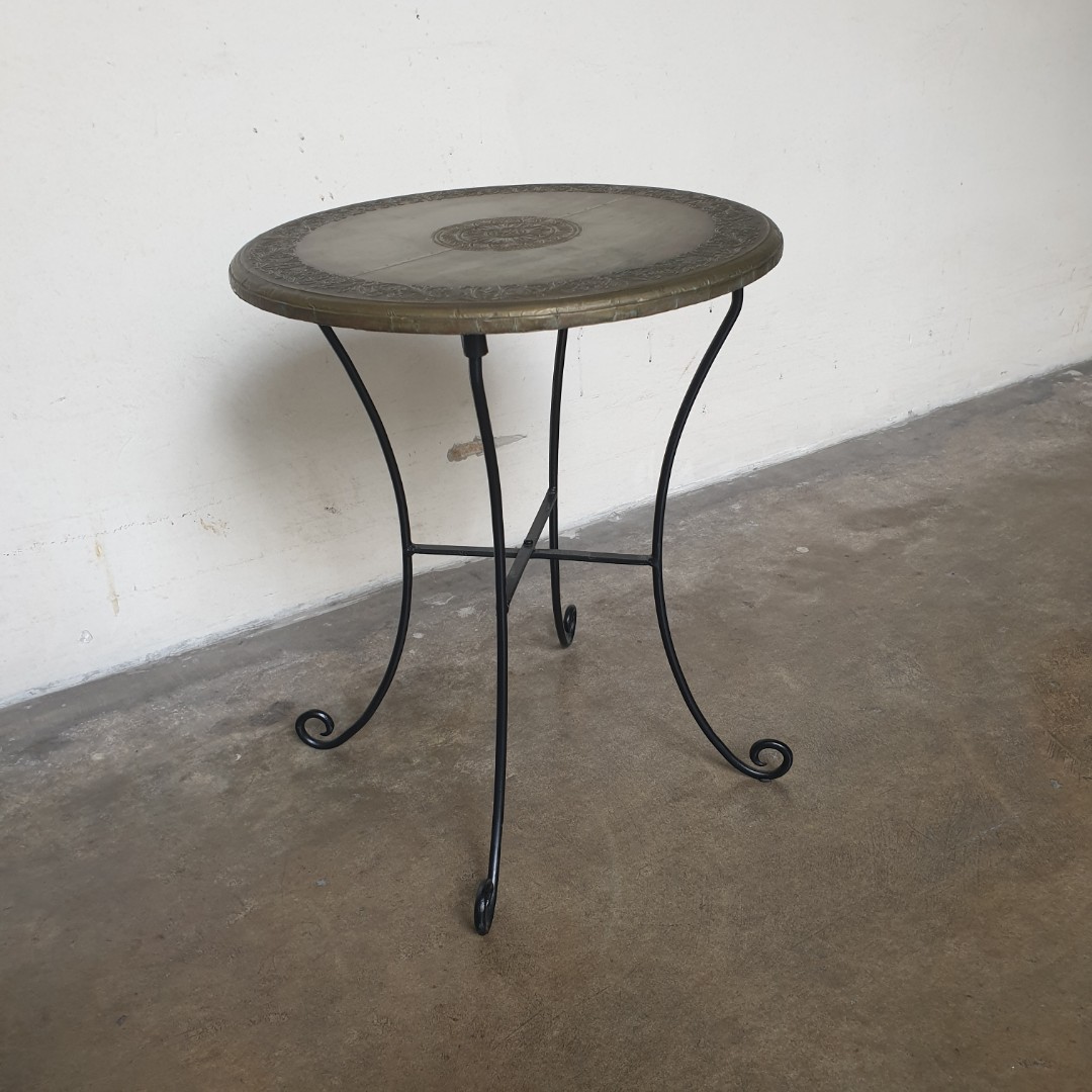 IKEA round side table with embossed motifs (discontinued), Furniture