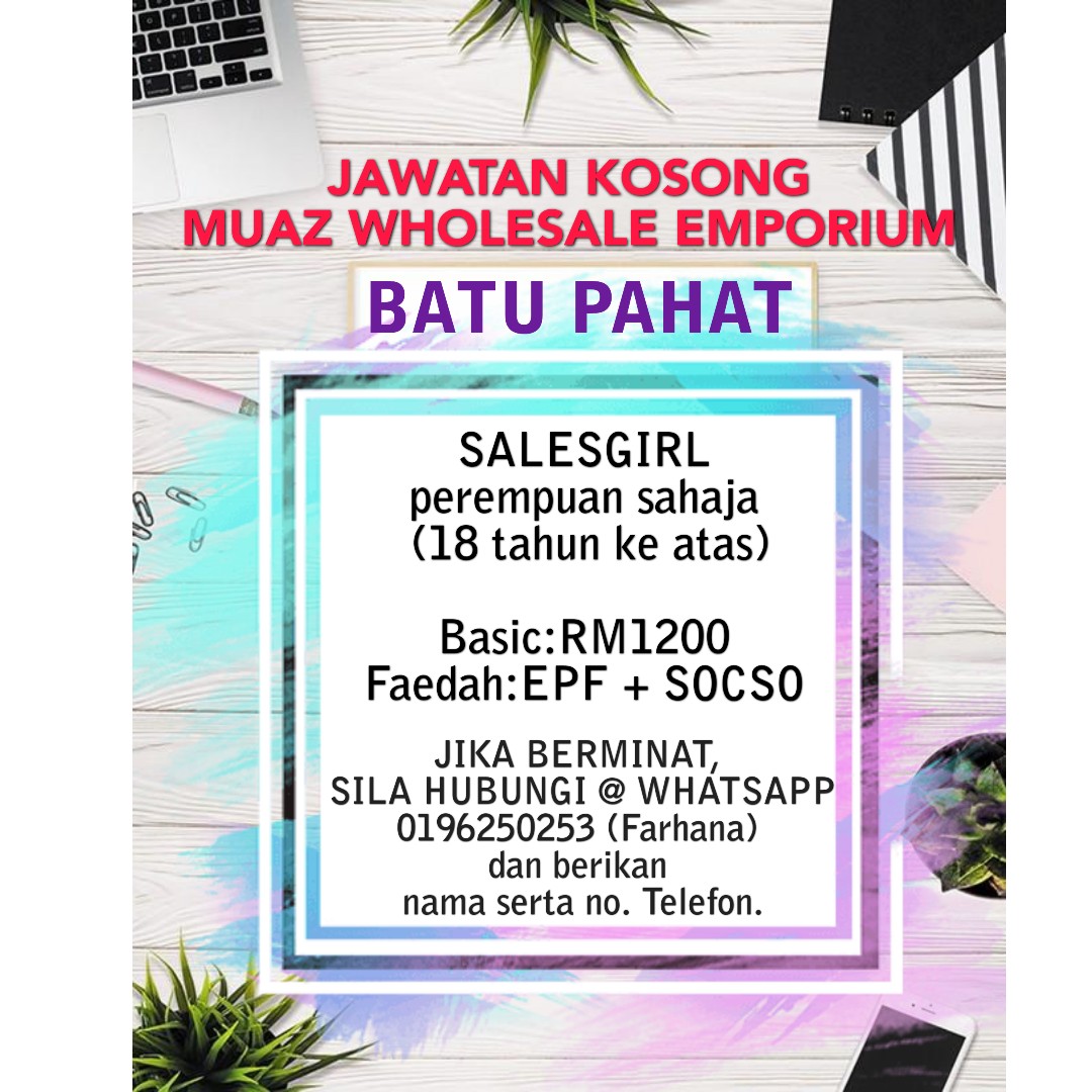 Jawatan Kosong Batu Pahat Jobs Full Time Sales Retail Marketing On Carousell