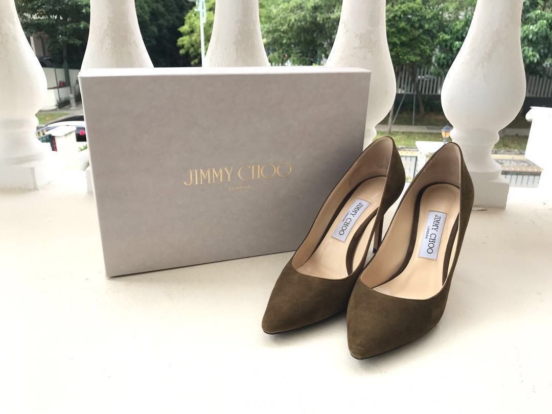 Jimmy Choo Olive Suede Heels size 38 