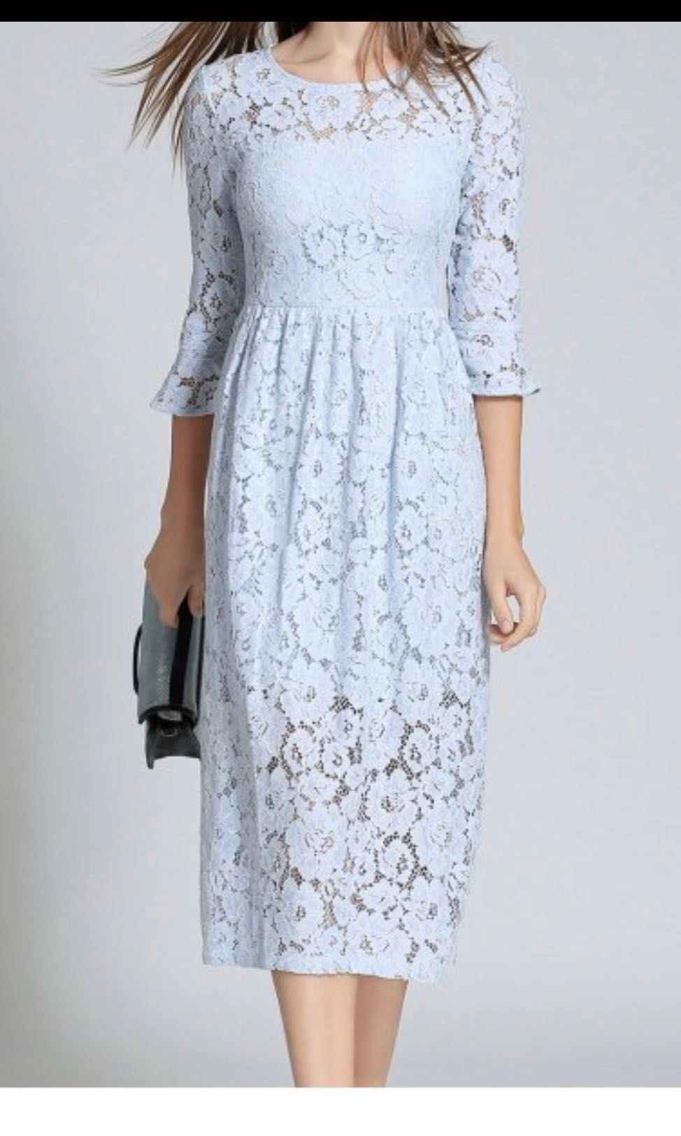 light blue lace dress with sleeves