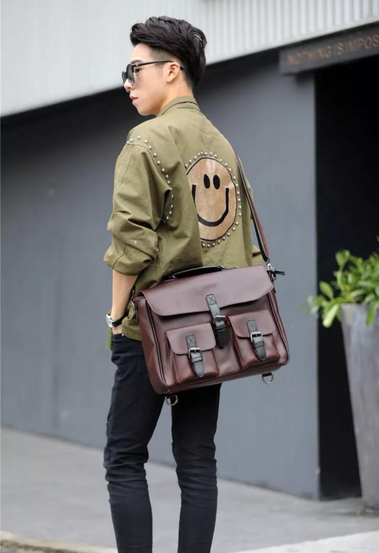 Men Business Crossbody Shoulder Bag Crazy horse Leather Messenger Bag Computer Laptop Handbag For Businessman