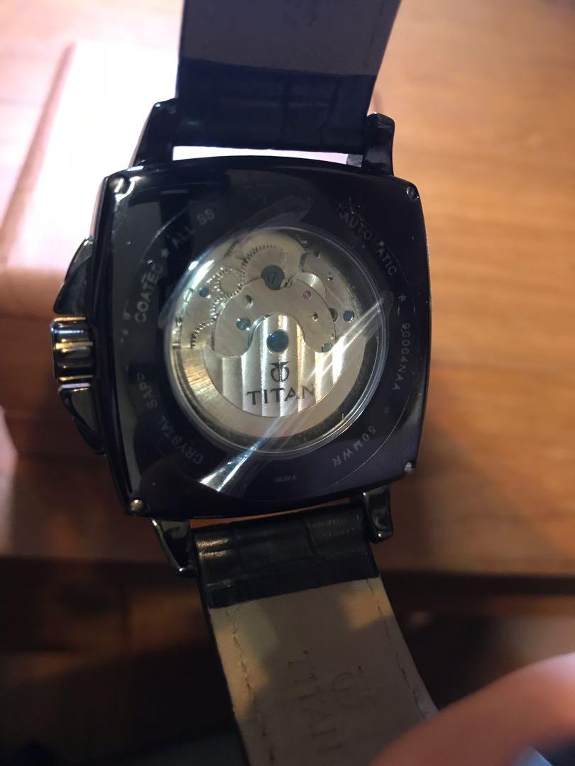 Mens black skeleton watch sales
